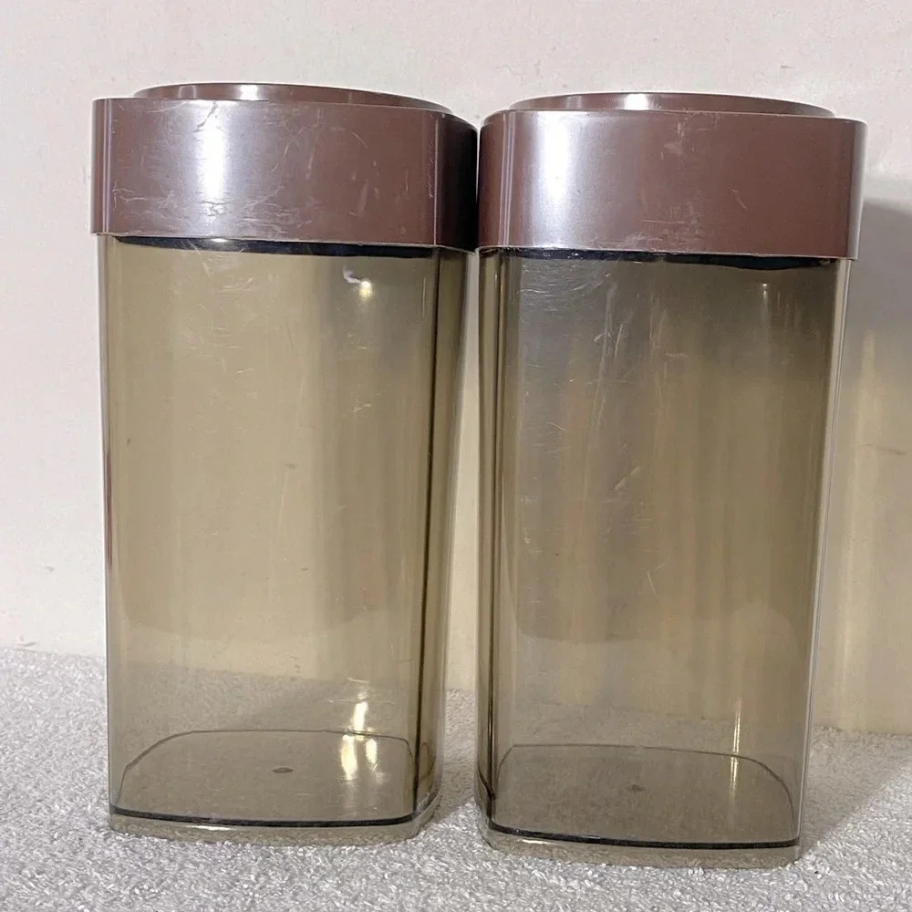 Vintage Brown Transparent Plastic Canister Set